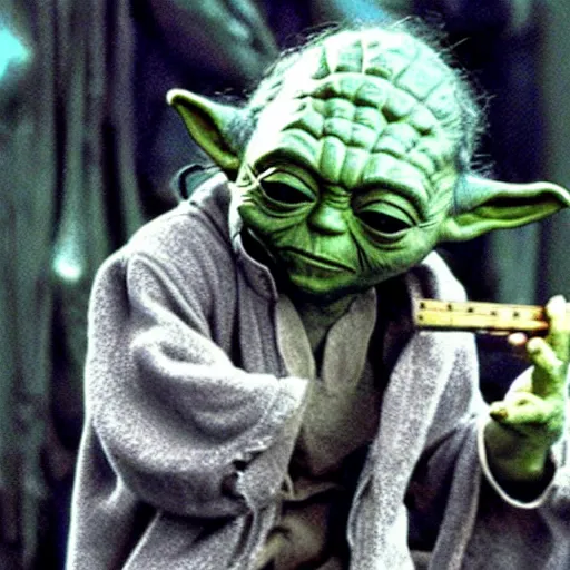 Image similar to yoda performing at woodstock