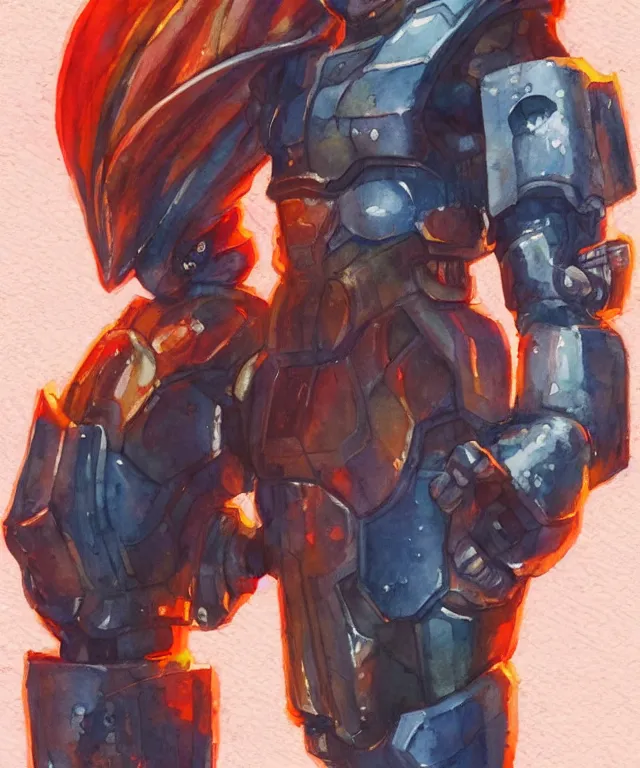 Prompt: a watercolor painting full body character portrait of a cyborg super saiyan knight in the style of cyberpunk in the style of moebius trending on artstation deviantart pinterest detailed realistic hd 8 k high resolution