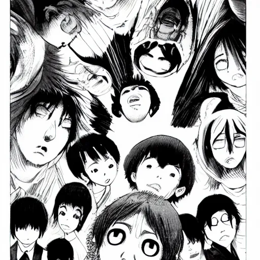 Prompt: A face starting at the camera, by Junji itou, KAZUO UMEZZ, KEI TOUME, TOMOKI IZUMI, KENTARO MIURA, Q HAYASHIDA, SUI ISHIDA, KAORI YUKI, MATSURI AKINO