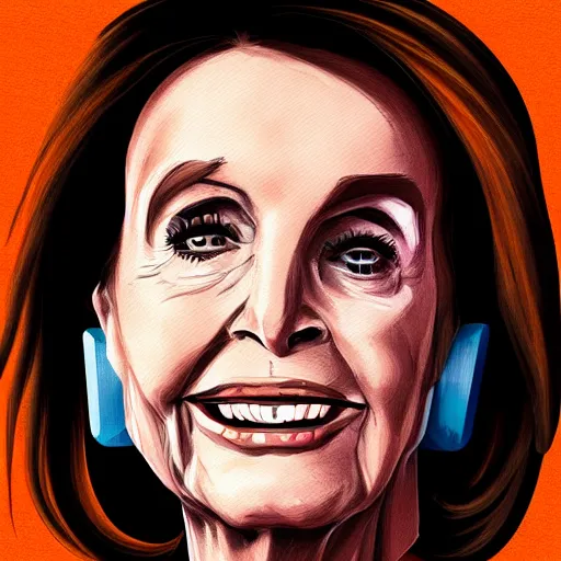Prompt: Poster of Nancy Pelosi starring in Terminator, digital art, artstation
