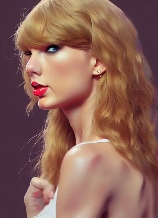 Image similar to 3 / 4 view of a portrait of taylor swift, evangelion, au naturel, hyper detailed, digital art, trending in artstation, cinematic lighting, studio quality, smooth render, frostbite 3 engine rendered, art style by klimt and nixeu and ian sprigger and wlop and krenz cushart