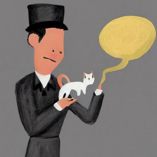 Image similar to waiter with a cat head, concept art