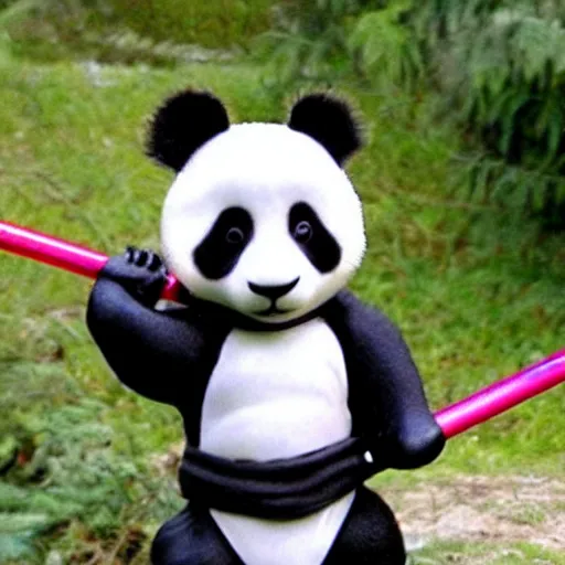 Image similar to panda as a jedi knight