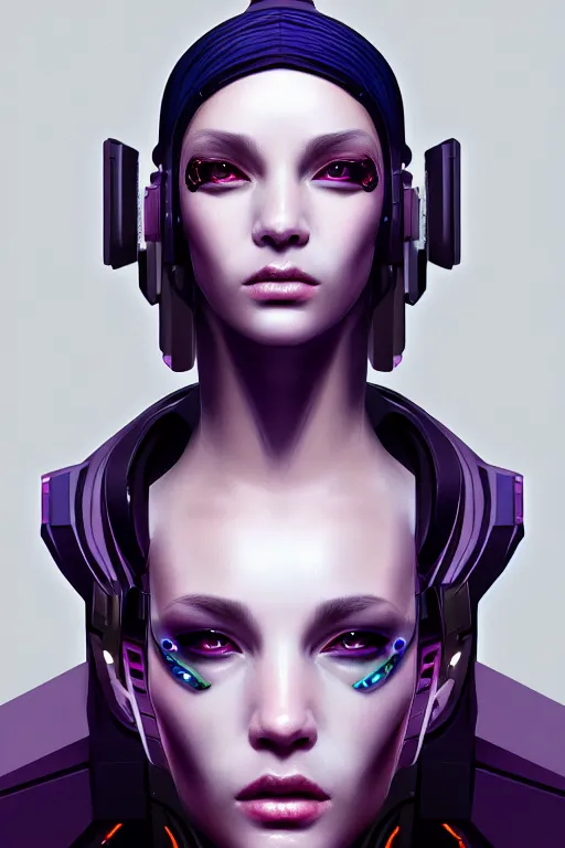 Image similar to a portrait of the cyberpunk android, high - contrast, intricate, elegant, highly detailed, digital painting, artstation, concept art, smooth, sharp focus, illustration