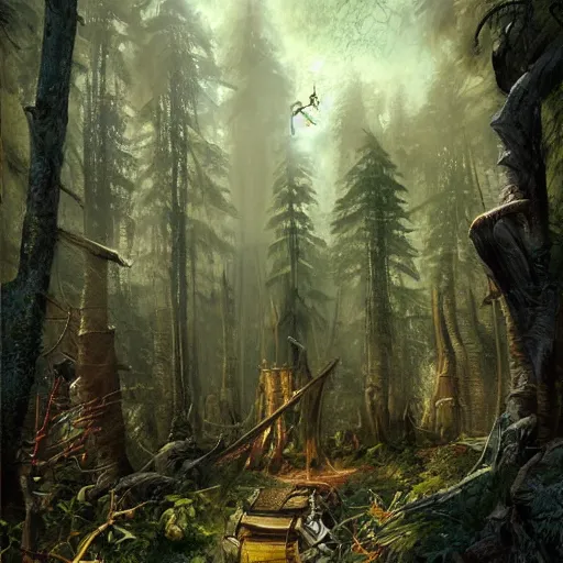 Image similar to a painting of a large skeleton!!! in a forest, a detailed matte painting by marc simonetti, behance contest winner, fantasy art, matte painting, concept art, matte drawing. masterpiece