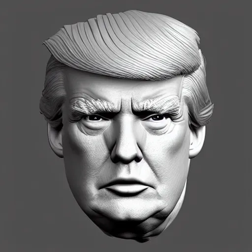 Image similar to donald trump head 3 d model, zbrush, wireframe, retopology, artstation, digital human, xgen hair maya vray arnold