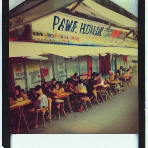 Image similar to A polaroid photo of a hawker centre