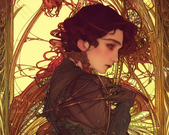 Image similar to photography of harry clarke, deep focus, d & d, fantasy, intricate, elegant, highly detailed, digital painting, artstation, concept art, matte, sharp focus, illustration, hearthstone, art by artgerm and greg rutkowski and alphonse mucha