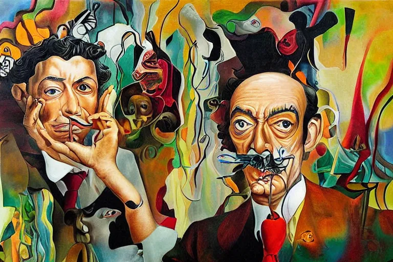 Image similar to portrait of a uncanny painter by Chor Boogie and Salvador Dali collaboration