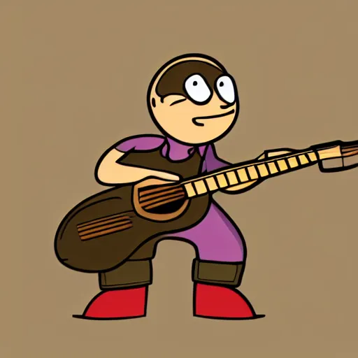 Image similar to salamander playing guitar, rubber hose animation style, cup head style