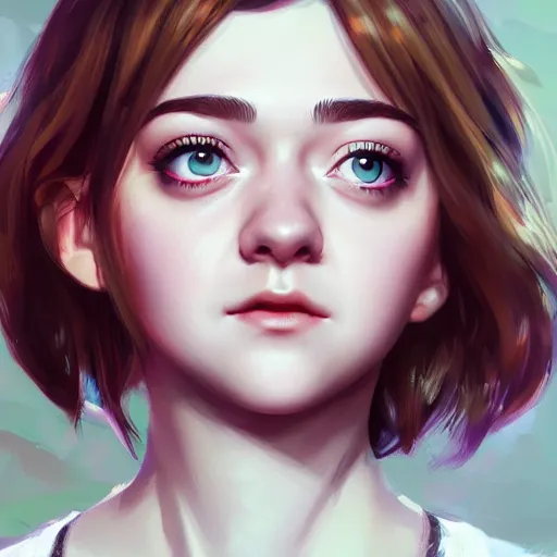 Prompt: realistic detailed semi-realism beautiful gorgeous natural cute excited happy Maisie Williams 4K high resolution quality artstyle professional artists WLOP, Aztodio, Taejune Kim, Guweiz, Pixiv, Instagram, Artstation