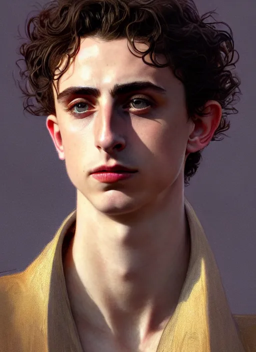 Prompt: portrait of timothee chalamet as a lord, dark cloth, dune, intricate, headshot, highly detailed, digital painting, artstation, concept art, sharp focus, cinematic lighting, illustration, art by artgerm and greg rutkowski, alphonse mucha, cgsociety