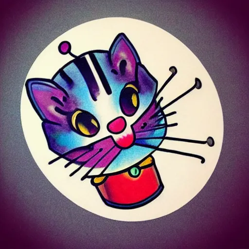 Image similar to kawaii clown cat tattoo design