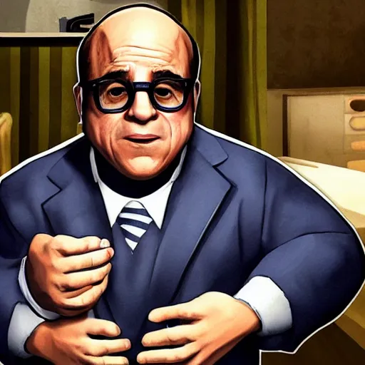 Image similar to Danny DeVito in the style of GTA V