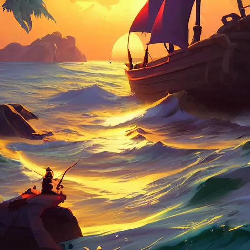 Image similar to painting treasure on sea of thieves game smooth median photoshop filter cutout vector, behance hd by jesper ejsing, by rhads, makoto shinkai and lois van baarle, ilya kuvshinov, rossdraws global illumination