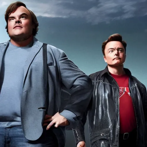 Image similar to jack black starring as elon musk in a movie about tesla