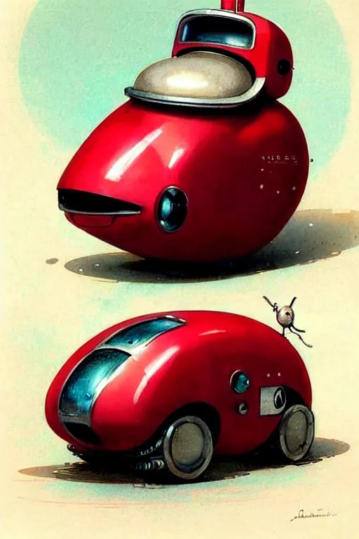 Image similar to ( ( ( ( ( 1 9 5 0 s retro future android robot fat robot mouse wagon. muted colors., ) ) ) ) ) by jean - baptiste monge,!!!!!!!!!!!!!!!!!!!!!!!!! chrome red