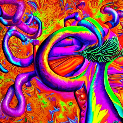 Prompt: psychedelic monster hyperrealism