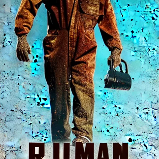 Image similar to poster of the movie : rust man, ultra high detail, photorealistic, 8 k