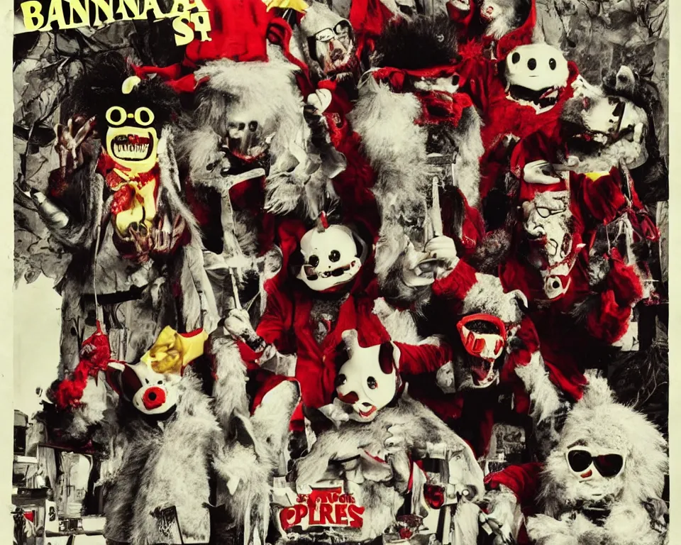 Image similar to a horror movie poster featuring The Banana Splits