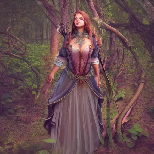 Image similar to fairy tale; forest; goddess of the hunt; Ferdinand Khab; deep woods; warrior woman; archery, Art of Illusion, Artrift, finalRender, Flickr, IMAX, Polycount, r/Art, shadow depth, Sketchfab, Sketchlab, Substance Designer, VRay; trending on r/deepdream; AppGameKit, recursive ray tracing; volumetric lighting; ambient occlusion, Hyper detailed digital matte painting, concept art, hyperrealism, Cinema 4D, 8k resolution, 64 megapixels, bokeh, CGSociety, ZBrush Central, behance HD, hypermaximalist, a masterpiece, 4K, Ukiyo-e, film noir, neon, beautiful, deep colors, bright, amazing, gorgeous, wonderful, great, marvelous, fantastic, magnificent, excellent, fabulous, lovely, astonishing, outstanding, splendid, glorious, mist, by Gustav Klimt and Gustave Doré,