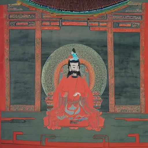 Image similar to the deity in yongle palace mural painting,