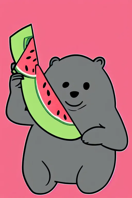 Image similar to Bear holding a watermelon, sticker, colorful, illustration, highly detailed, simple, smooth and clean vector curves, no jagged lines, vector art, smooth