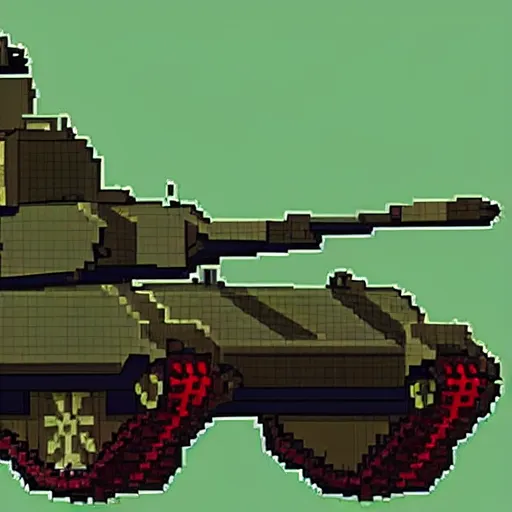 Image similar to a military pixel art of a tank by david pentland, world war 2 background,artstation,deviantart,Unreal Engine, #pixelart