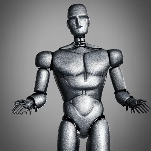 Image similar to made of ice, a realistic detailed photo of a guy who is an attractive humanoid who is half robot and half humanoid, who is a male android, on display, blank stare, showing off his muscles, shiny skin, posing like a statue, by the pool, frozen ice statue, twitch streamer / gamer ludwig, humanoid robot