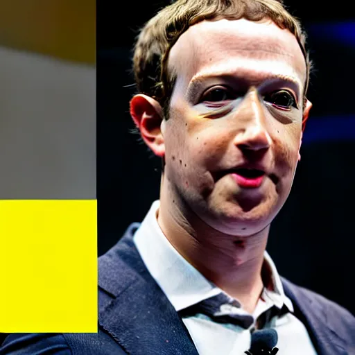 Image similar to Mark Zuckerberg with bright yellow and porous looking skin, yellow skin, pourous skin