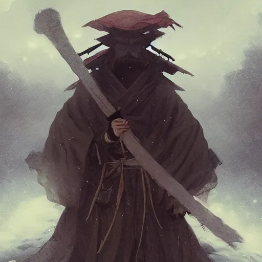 Image similar to saito musashibo benkei, painted by seb mckinnon, high detail, dramatic light, digital art, painted by greg rutkowski, promotional movie posterart, trending on artstation