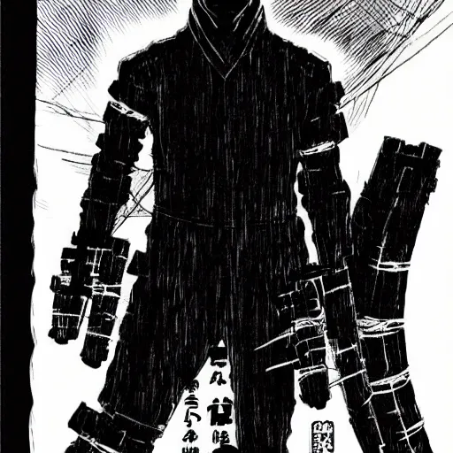 Image similar to Shinzo Abe looking sinister, by Tsutomu Nihei, highly detailed