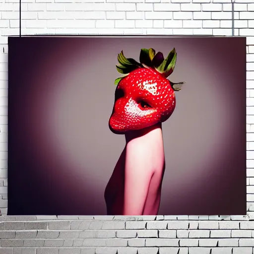 Image similar to strawberry inspired avant-garde art, deco fashion, highly detailed, photorealistic portrait, bright studio setting, studio lighting, crisp quality and light reflections, unreal engine 5 quality render