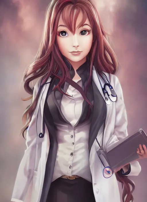 Image similar to beautiful portrait of a female Doctor who looks like Mio Naruse the testament of sister devil anime , character design by Ross Tran, artgerm detailed, soft lighting