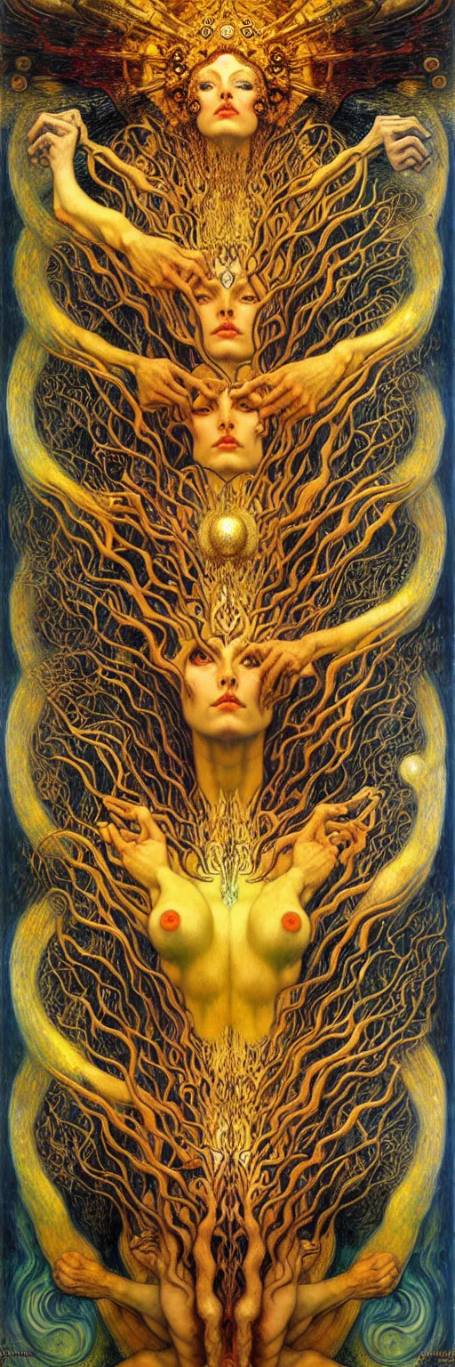 Image similar to Divine Chaos Engine by Karol Bak, Jean Delville, William Blake, Gustav Klimt, and Vincent Van Gogh, symbolist, visionary