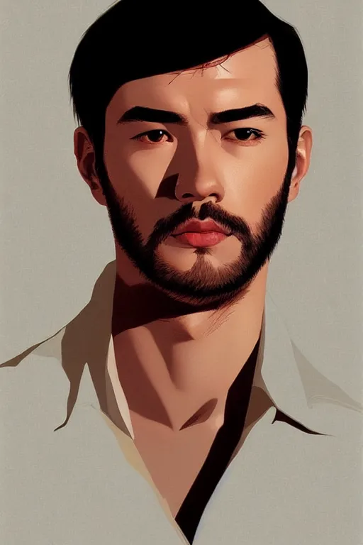 Image similar to portrait of a handsome man by james jean by ilya kuvshinov kintsugi