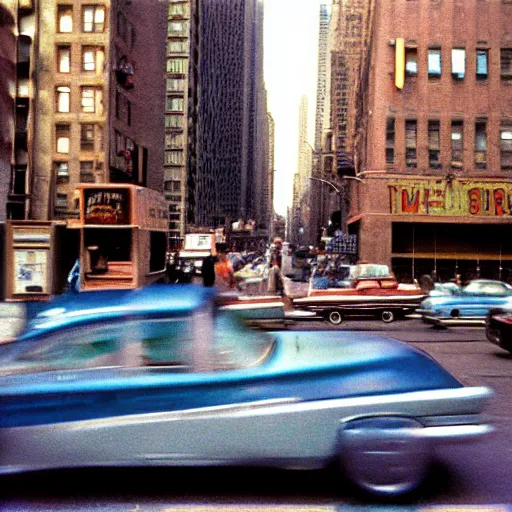 Prompt: street photography in new york, 1 9 6 0 s, ektachrome, featured on flickr, photographed on expired film