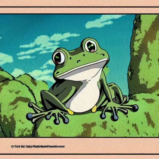 Image similar to cute frog themed bar anime key art studio ghibli,