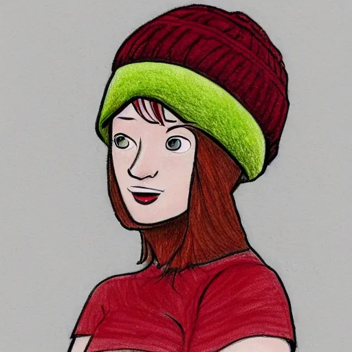 drawing of a girl in a beanie