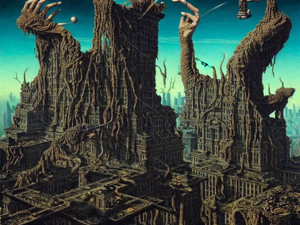 Image similar to highly detailed photo of decadence, point of view : up, trending on deviantart, neo surrealism, sharp focus, 4 k, a lot of little details, octane, masterpiece, art by max ernst, art by jim burns