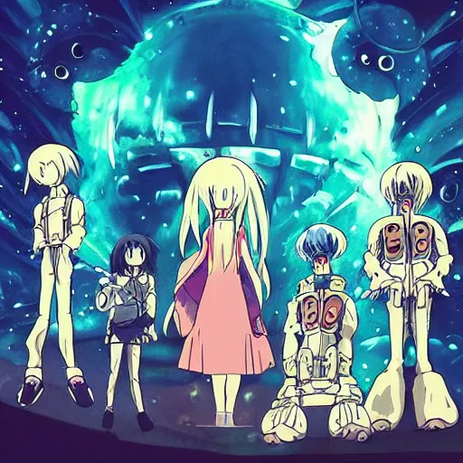 Image similar to “anime key visual of aliens in the style of studio ghibli, pixiv”