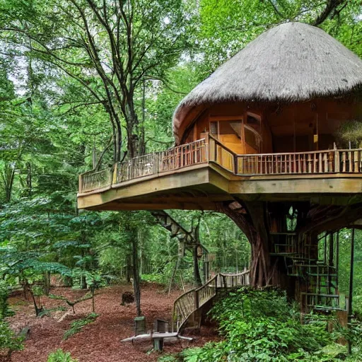 Image similar to treehouse with pool in forest