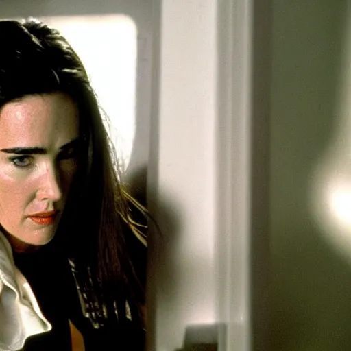 Image similar to jennifer connelly as a secret agentr, action scene