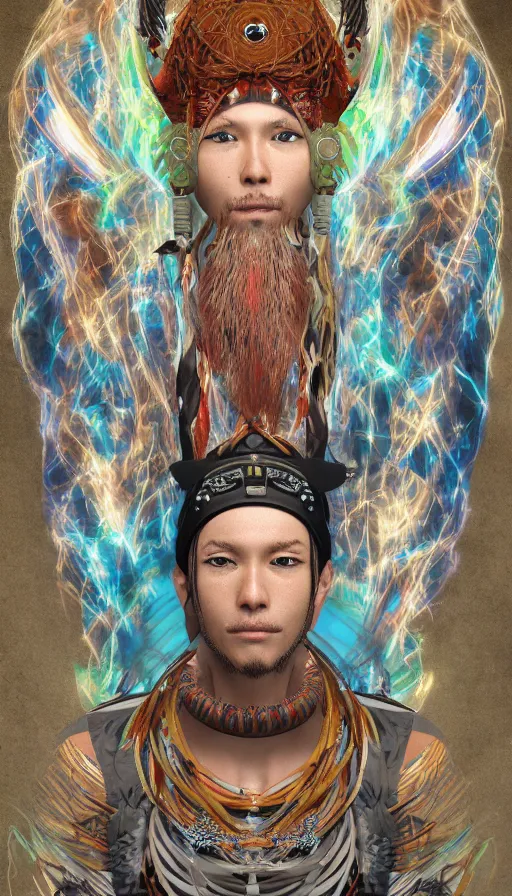 Prompt: portrait of a digital shaman, from final fantasy
