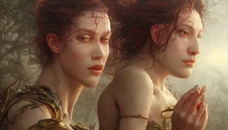 Image similar to epic masterpiece ignorance, drama, sweaty skin, hyperrealistic, octane render, cinematic, beautiful face and flawless skin, perfect hands, 5 fingers, ruby by Edgar Maxence and Ross Tran and Michael Whelan, Legends of Runeterra