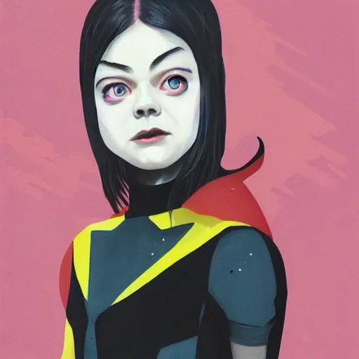 Prompt: Elle Fanning as batgirl picture by Sachin Teng, asymmetrical, dark vibes, Realistic Painting , Organic painting, Matte Painting, geometric shapes, hard edges, graffiti, street art:2 by Sachin Teng:4