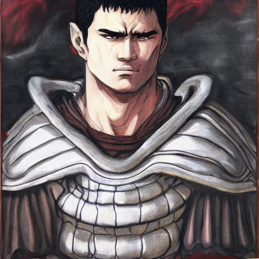 Prompt: portrait of guts from the anime berserk, classical painting