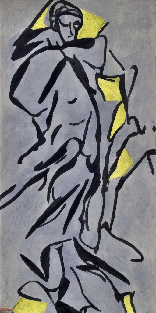 Image similar to a lightning bolt marble statue painted by matisse, highly detailed, cinematic