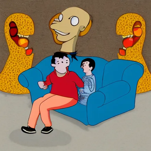 Image similar to a couch who eats people