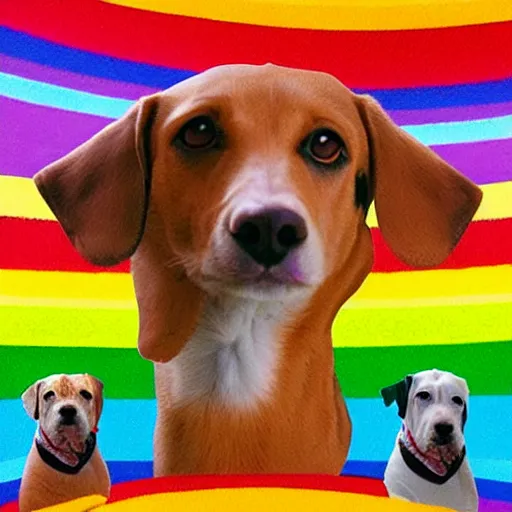 Image similar to dog on a rainbow barroque style 4k